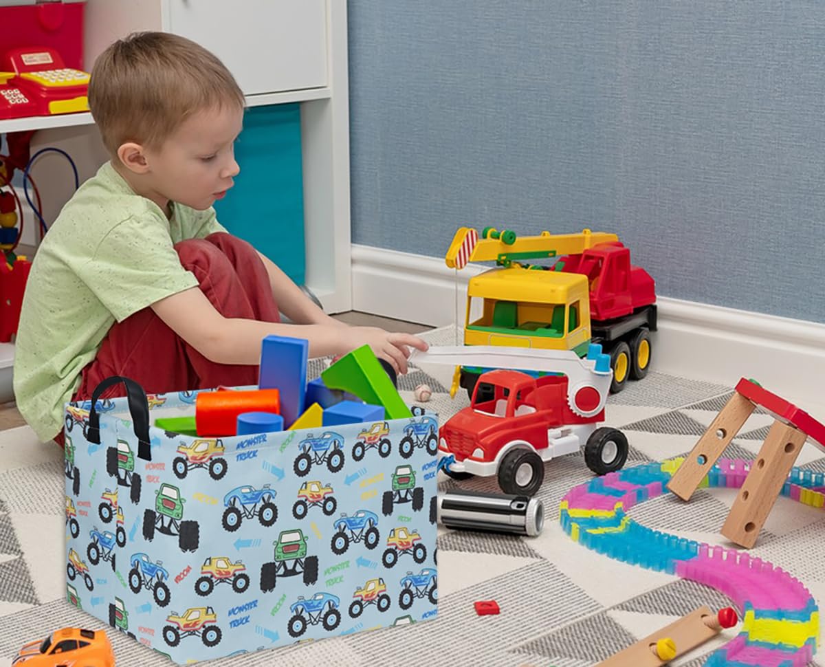 Ddbasket Rectangular Monster Truck Basket Kids Gift Basket Empty Baby Basket For Boys Toy Storage Basket Organizer Bin Box Monst