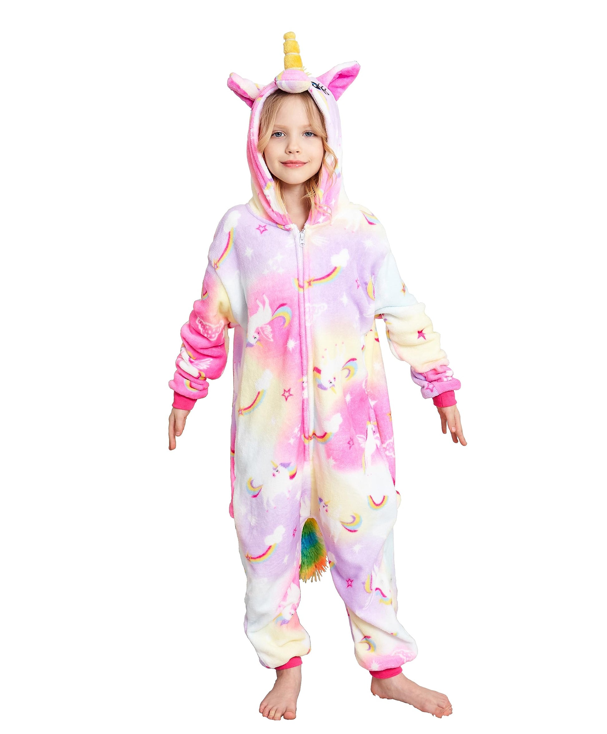 Kids Unicorn Onesie Animal One Piece Pajamas Halloween Costumes (Auspicious Cloud Flying Horse, 8-10 Years)