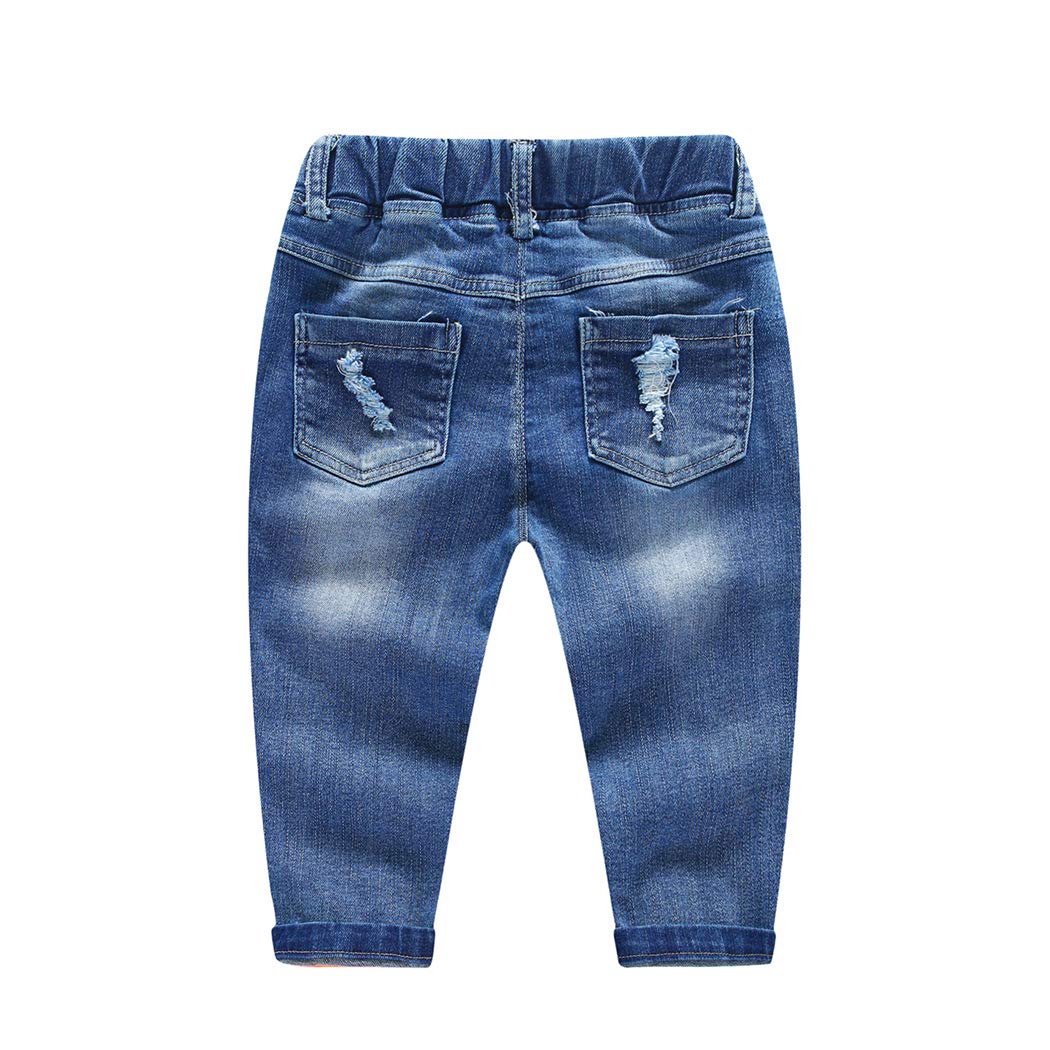 Kidscool Space Baby Ripped Jean,Toddler Elastic Distressed Waist Denim Pants,12-18 Months
