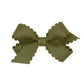 Wee Ones Girls' Classic Grosgrain Hair Bow With Scalloped Edges And Plain Wrap Center On A Weestay Hair Clip, Mini, Sage
