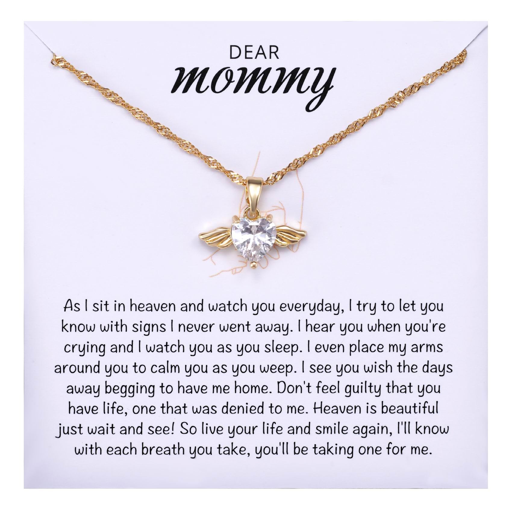 MIXJOY Mama of an Angel Baby Necklace, Angel Wings Heart Necklace for Angel Mom, Miscarriage Gift for Loss of Baby Mother, Infan