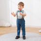 Disaur Baby Boy Clothes Suits, Toddler Dress Short Shirt With Bowtie + Suspender Pants Outfit Sets Gentleman Wedding 1-5 Years (