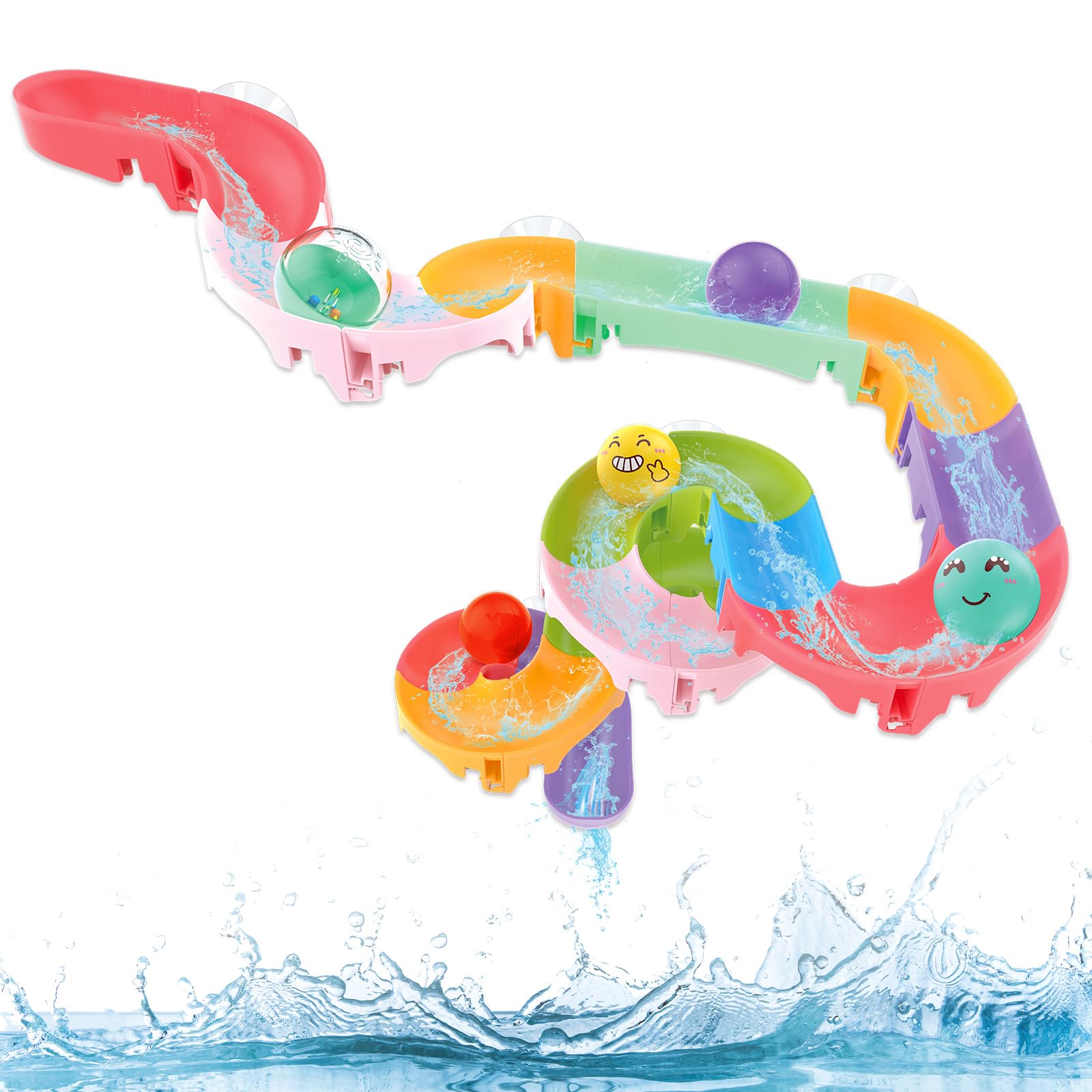 Bath Toys for Kids Ages 4-8, Toddler Bath Toys Water Track, 32 PCS Bathtub Toys for Preschool Child with Slide Duck, Mold Free S
