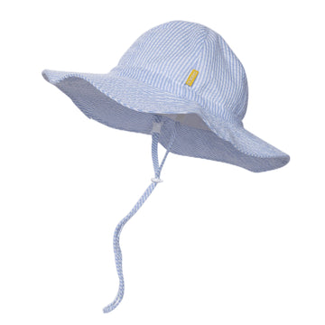 Dasmini Baby&Toddler Stripe Wide Brim Sun Hats Upf 50+ Sun Protection Beach Bucket Cap Cute Adjustable Hat (Sky Stripe, 0-6M)