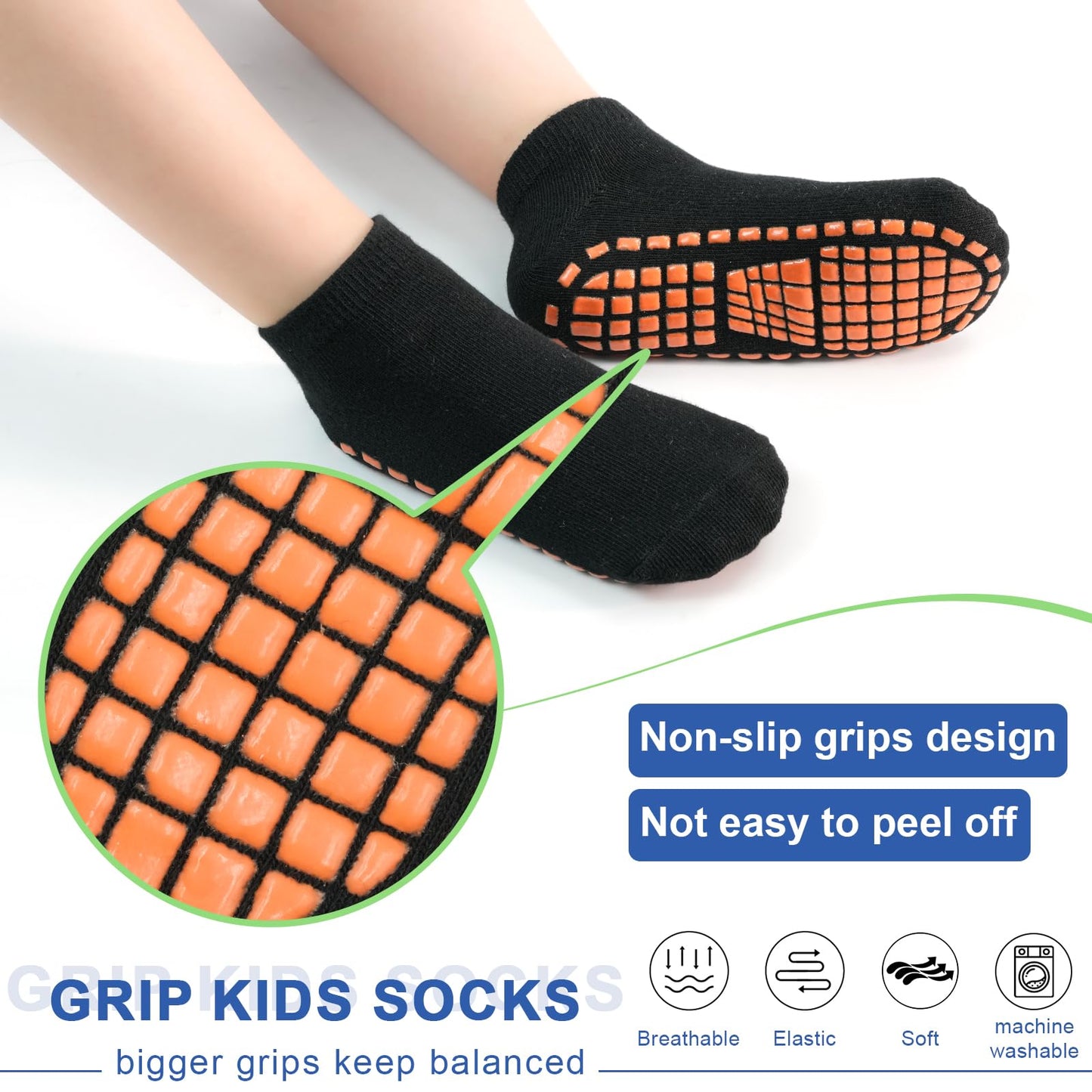 Hycles Boys Girls Non-Slip Toddler Socks Grip Ankle Sticky Sock Anti-Skid Socks For Kids 6 Pairs For 10-13 Years Kids