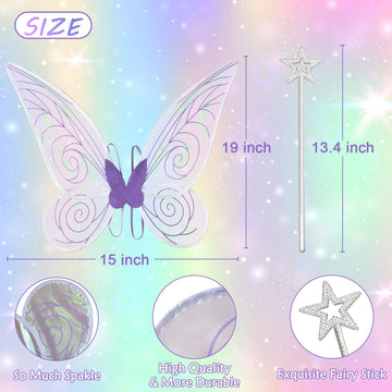 Fairy Wings For Adults,Butterfly Wings For Girls,Angel Wings,Fairy Costume For Women Halloween Dress Up Party Favor (Purple)