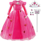 Itvti Girls Princess Fancy Dress Up Children Long Sleeve Halloween Party Costume, Pink, 5-6 Years (Label 130)