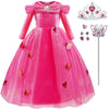 Itvti Girls Princess Fancy Dress Up Children Long Sleeve Halloween Party Costume, Pink, 5-6 Years (Label 130)