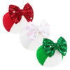 Lanmerry Christmas Headbands For Girls Sequins Large Bows Toddler Glitter Hair Bows Christmas Hair Accessories Santa Headband In