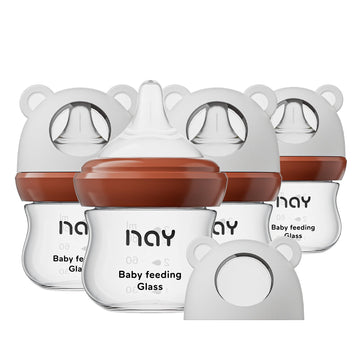 Yanyoyo Natural Glass Baby Bottle For Breastfeeding Babies, 3Oz Newborn Anti-Colic Baby Bottle With Slow Flow Nipples (Ss), Clea