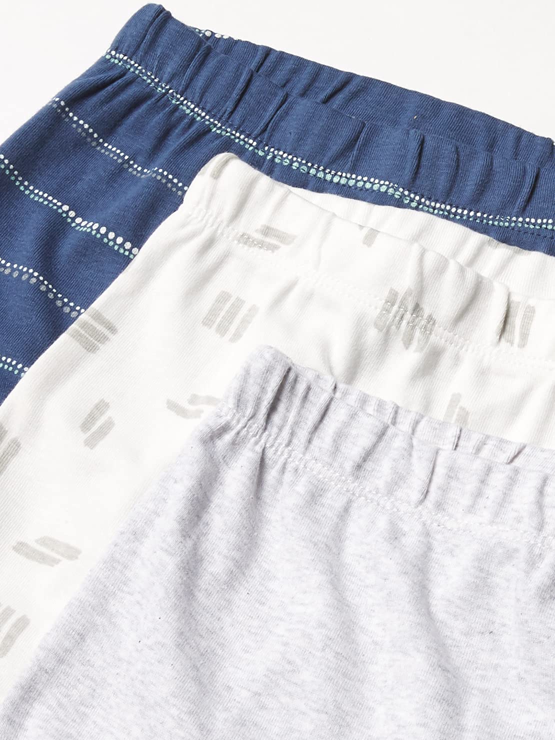 Honestbaby Baby 3-Pack Organic Cotton Footed Harem Pants, Dotted Stripe Navy Blue, 3-6 Months