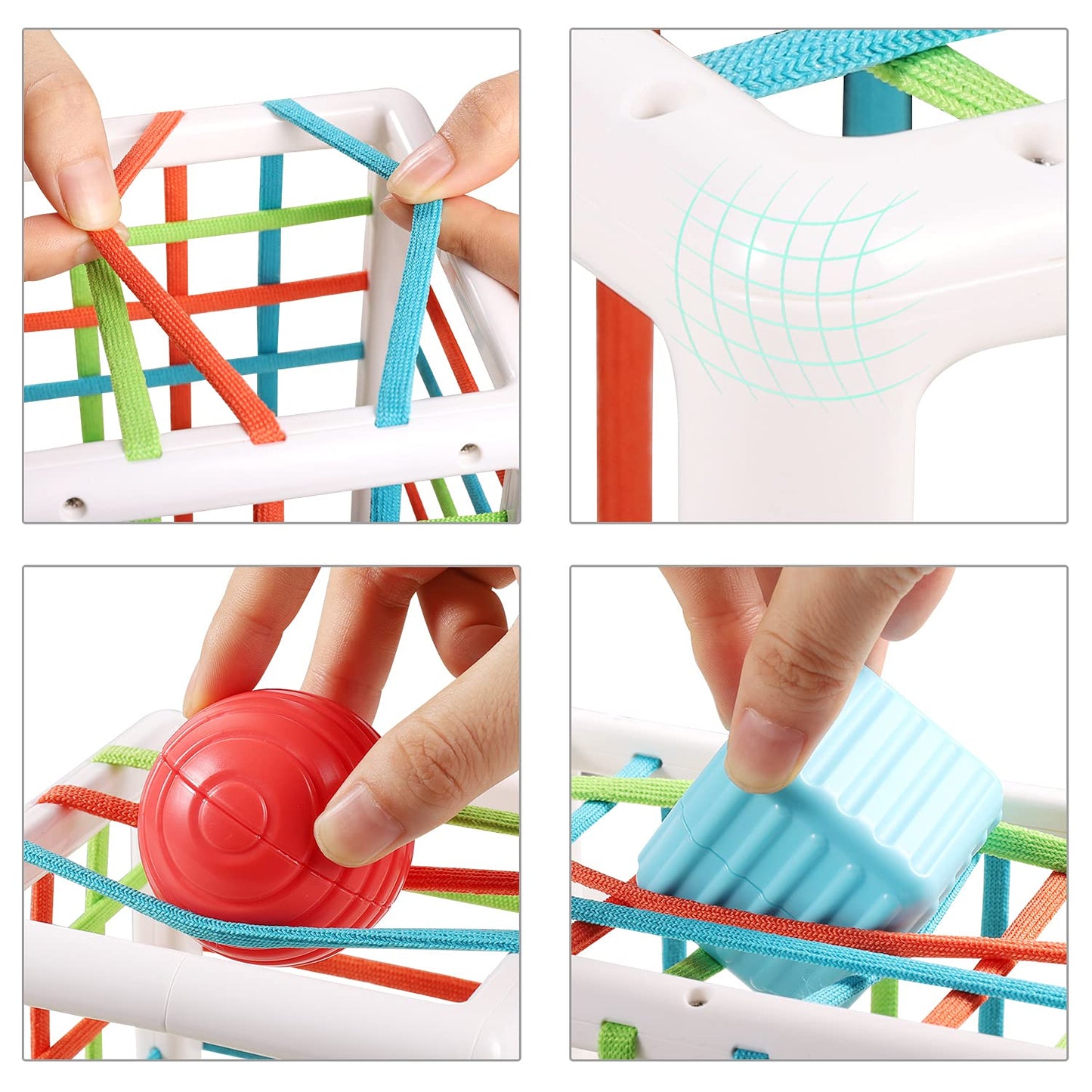 Aprilwolf Montessori Toys for 1 Year Old, Cube Bin & 6 Sensory Shape Blocks, Baby Toys 12-18 Months, Developmental Infant Birthd