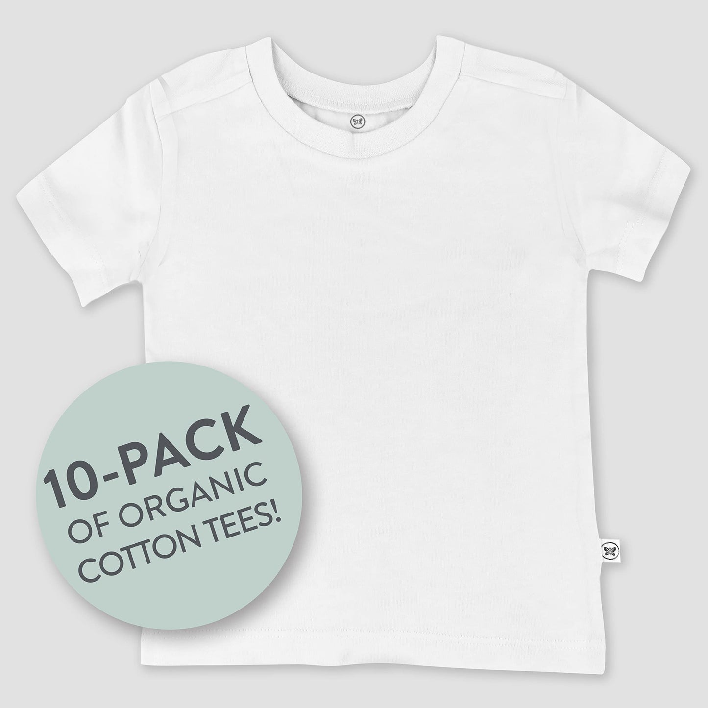 Honestbaby Organic Cotton Short Sleeve T-Shirt Multi-Packs, 10-Pack Bright White, 3-6 Months