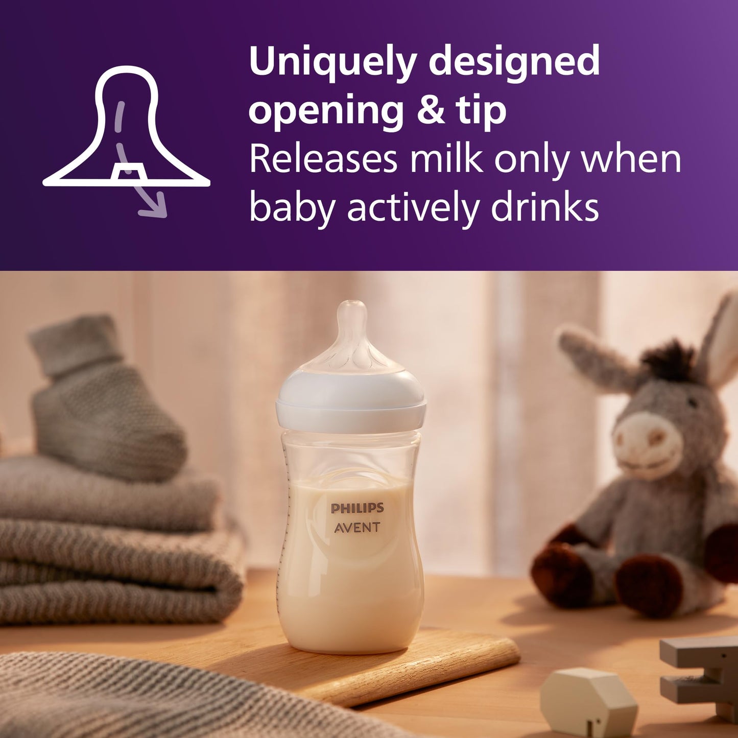 Philips Avent Natural Baby Bottles With Natural Response Nipples (Medium Flow, Flow 3), 9Oz, 2-Pack, Scy903/02