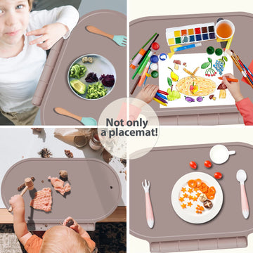 Silicone Placemat For Baby, Silicone Baby Toddlers Non-Slip Tablemats Stain Resistant Anti-Skid Reusable Dishwasher Safe Table M