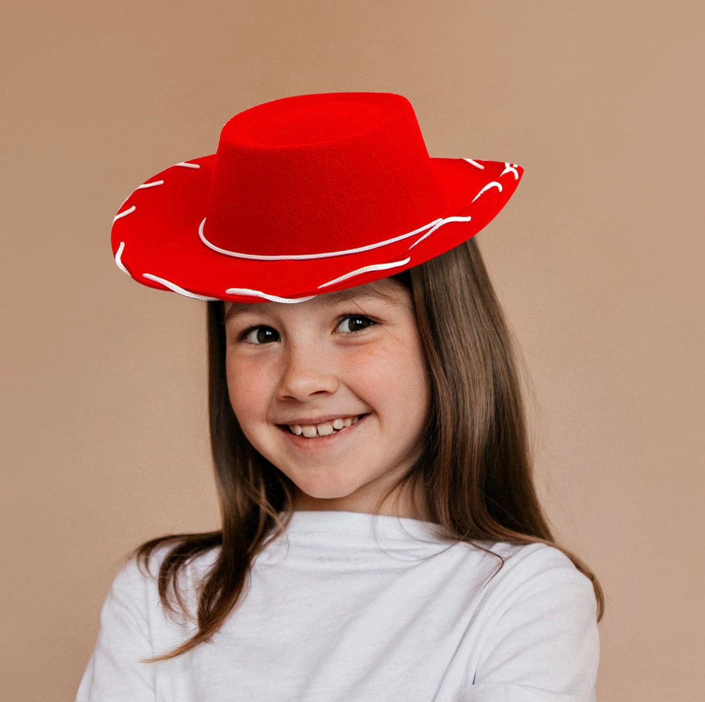 4E'S Novelty Child Red Cowgirl Hat For Toddlers & Kids 3-6, For Halloween Jessie Inspired Costume, Felt Cowboy Hat Child Size Fo
