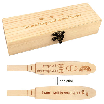 Surprise Pregnancy Announcements For Dad Grandparents Aunt Uncle - Wooden Positive Pregnancy Test & Keepsake Box - Baby Announce
