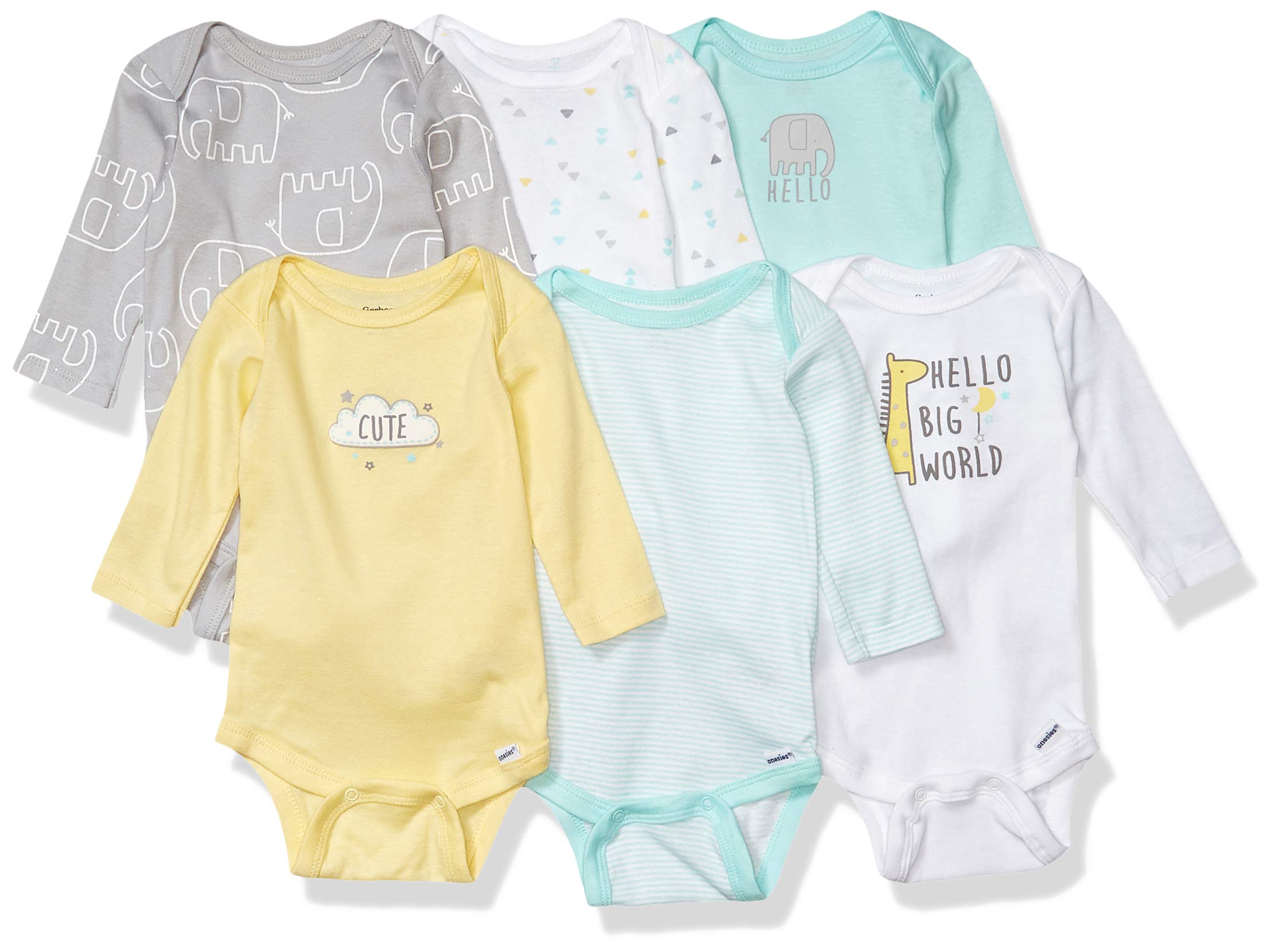 Gerberunisex Baby6 Pack Long-Sleeve Onesies Bodysuitanimals Green6-9 M – Cutebab WBBAPB081DHY684