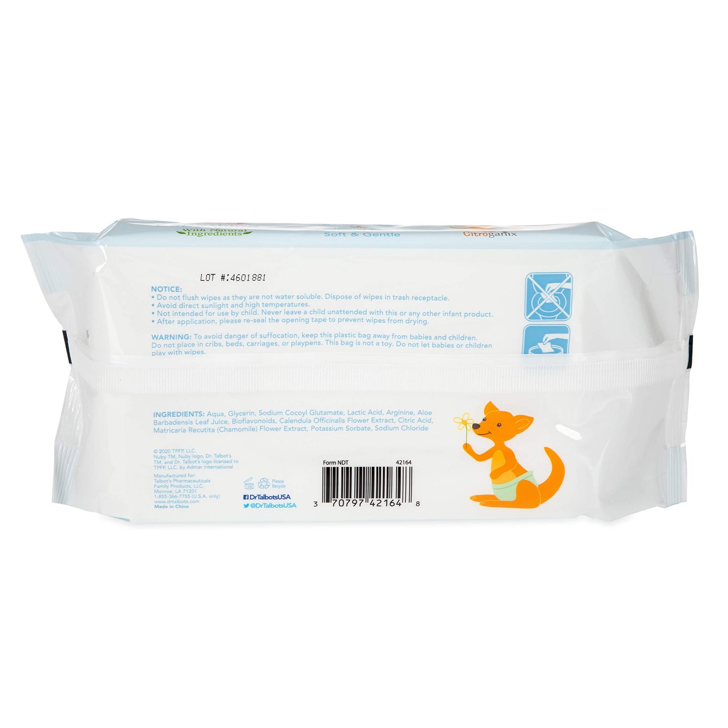 Nuby'S Soothing Ultra Premium Baby Wipes Naturally Inspired With Chamomile, Aloe, And Citroganix, Fragrance Free, Extra Thick, 5
