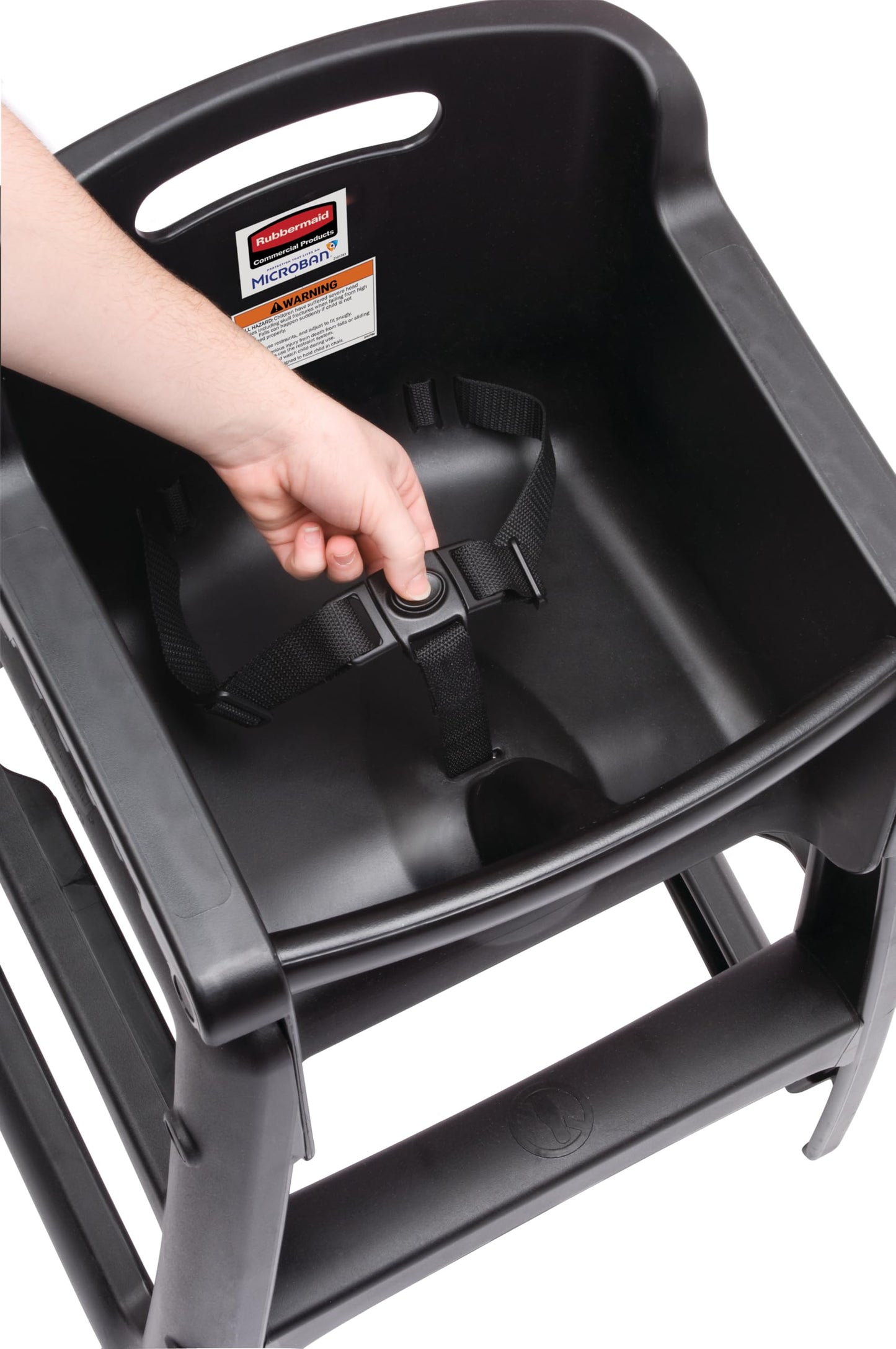Rubbermaid Commercial Products Sturdy High Chair, 33lb Capacity, Black, Pre-Assmbled Without Wheels, Stackable, Fits Under Table