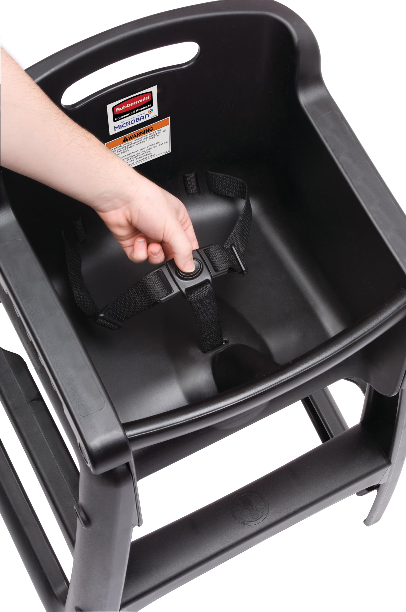 Rubbermaid Commercial Products Sturdy High Chair, 33lb Capacity, Black, Pre-Assmbled Without Wheels, Stackable, Fits Under Table