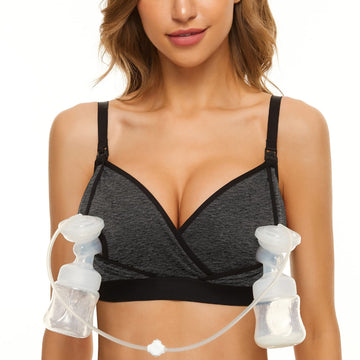 Pumping Bra Hands Free Pumping Bra, Adjustable Wireless Comfortable Breastfeeding Pumpingand Nursing Bra Fits Breast Pumps, Smal