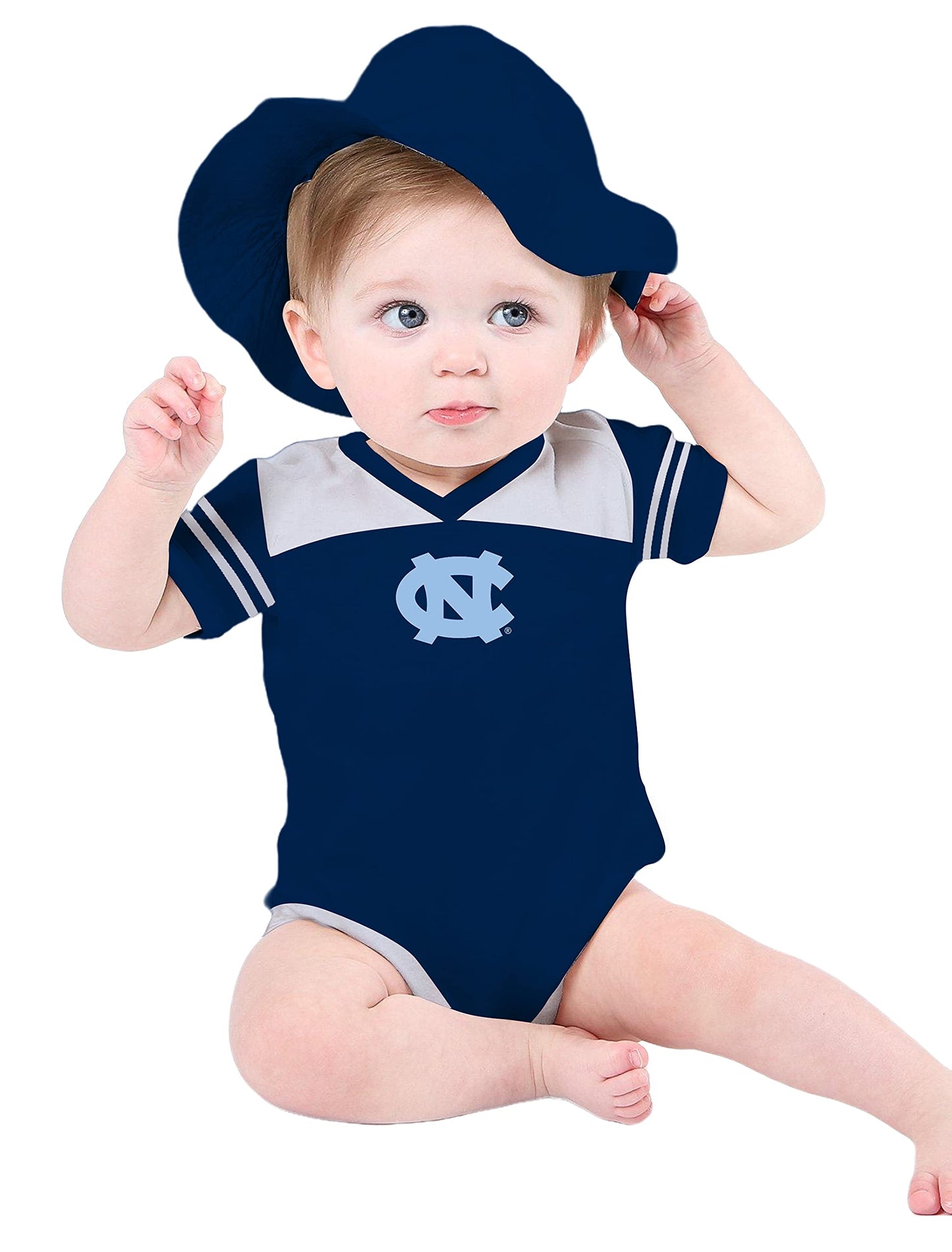 Two Feet Ahead Newborn Infant Football Bodysuit Creeper (6 Months, North Carolina Tar Heels)
