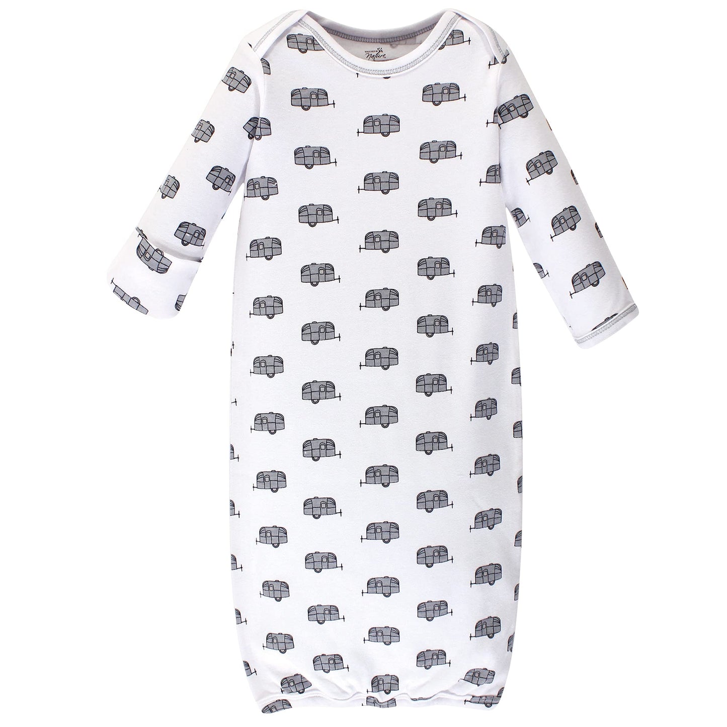 Touched by Nature Unisex Baby Organic Cotton Gowns, Happy Camper, Preemie-Newborn