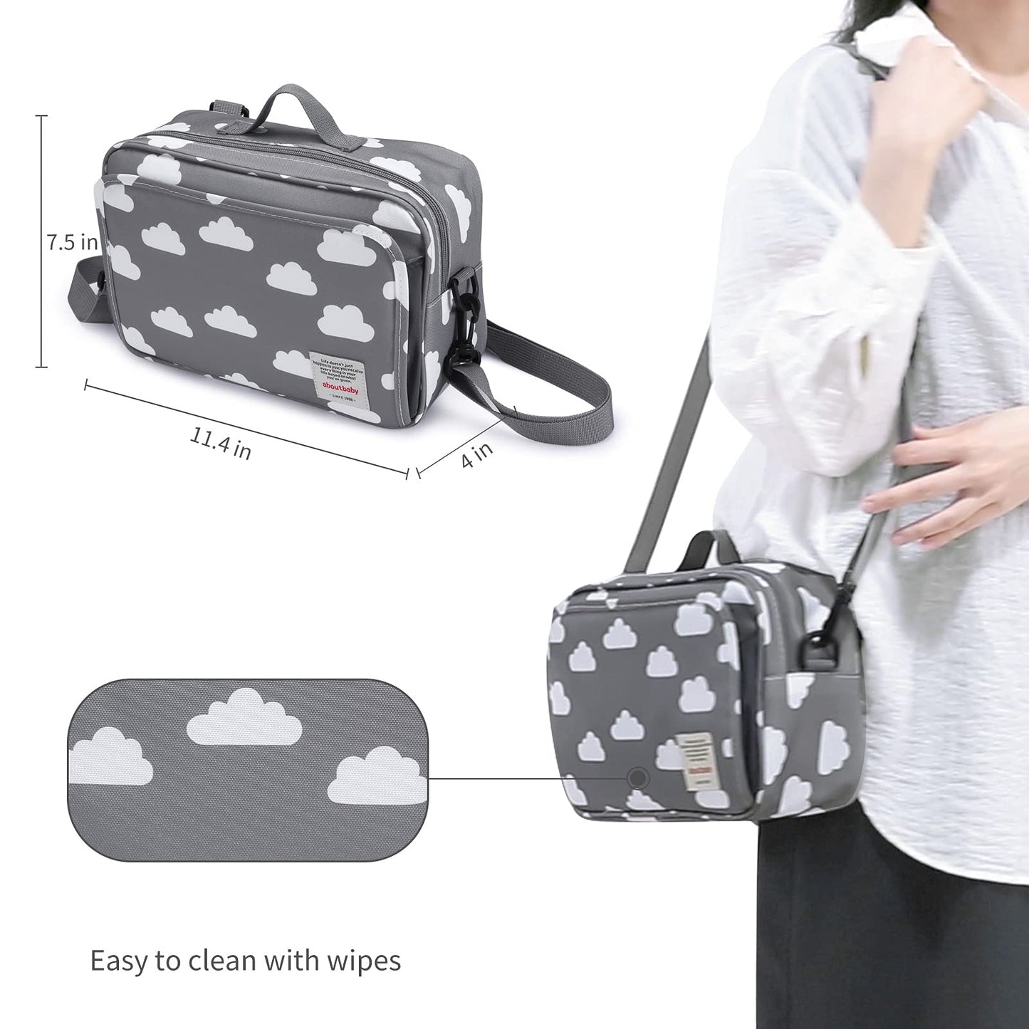Small Diaper Bag, Stroller Organizer Bags For Baby With Insulated Pocket, Stroller Hooks And Adjustable Strap,Universal Mini Dia