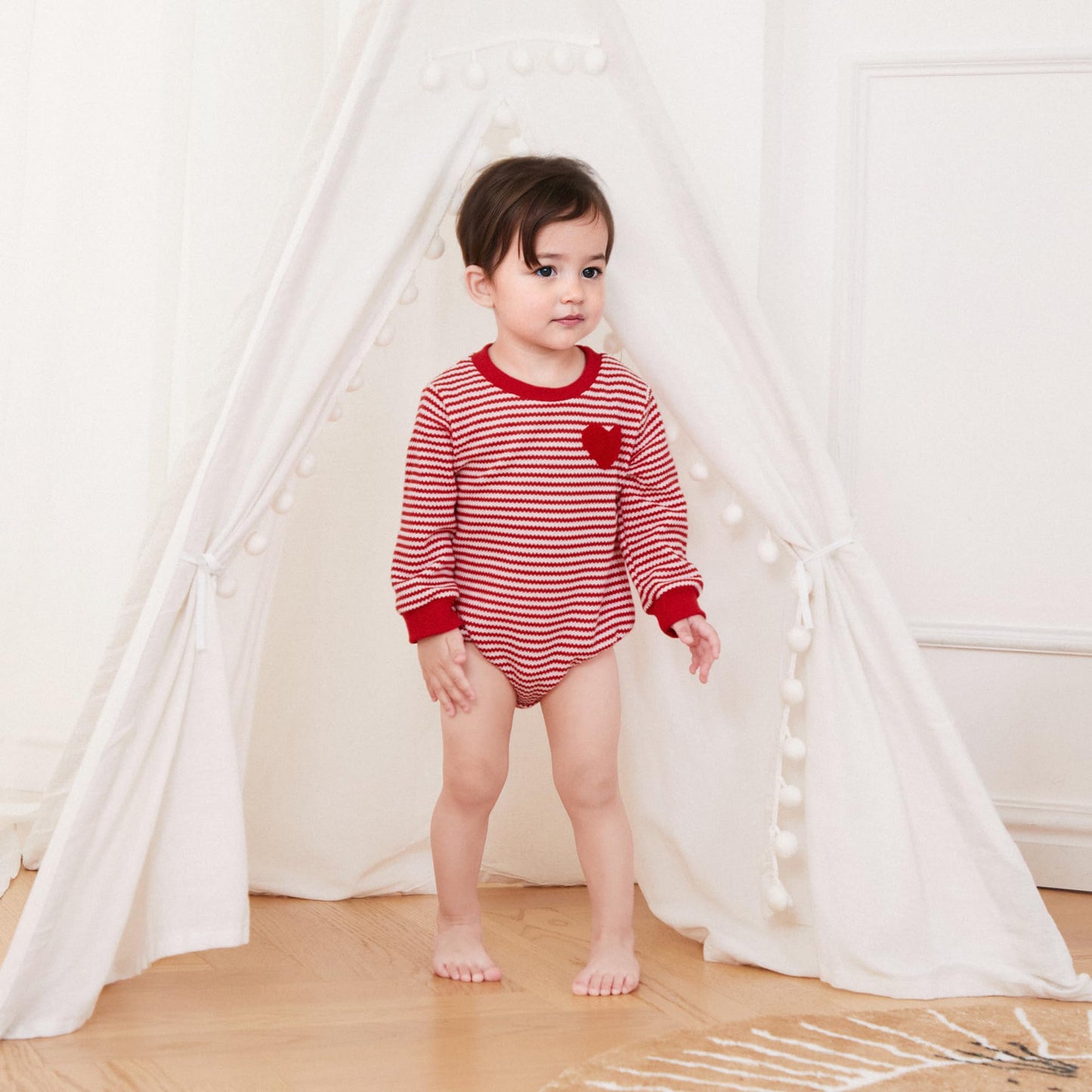 Visgogo Valentine'S Day Baby Sweatshirt Romper Striped Heart/Clover Waffle St.Patrick Day Long Sleeve Irish Onesie Jumpsuits (Re