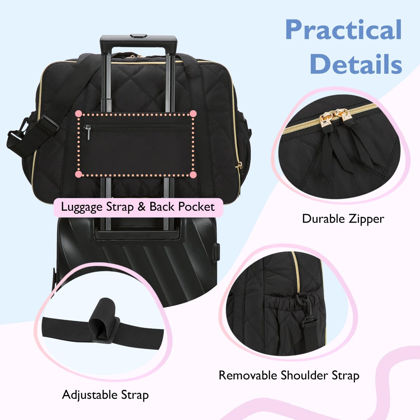 Mommore Diaper Bag Tote Large Expandable Baby Travel Tote For 2 Kids Twins, Quilted Hospital Bag For Mom, Weekender