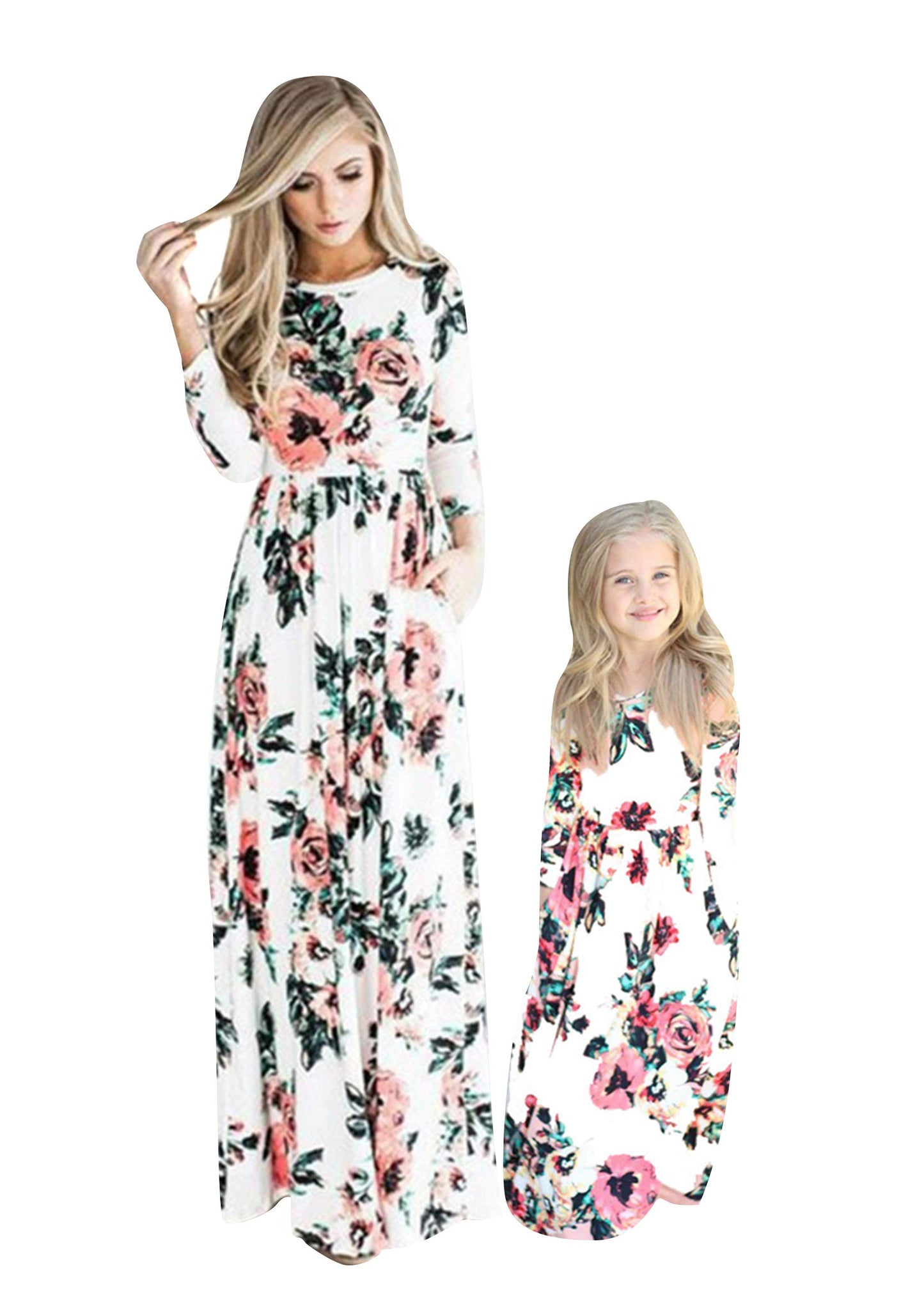 Wiwiqs Flower Girl Dress Boho Maxi Wedding Christmas Photo Party Dresses Costumes Halloween Floral White Long Sleeve 5-6 Years