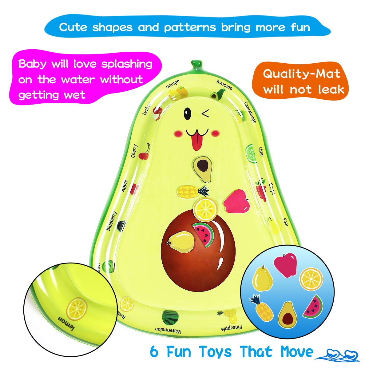 Baby Water Mat, Infant Toys, Inflatable Play Mat Water Mat Baby Toys, Fun Early Development Activity Play Center For Newborn (33