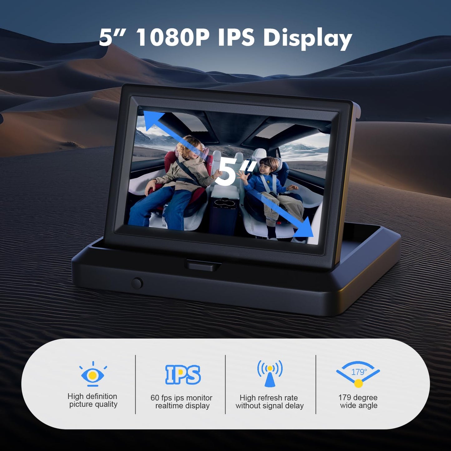 Itomoro Baby Car Camera Hd 1080P Dual-Channel Display Baby Car Monitor With 2 Ir Night Vision Camera, Easily Install 5'' Car Cam