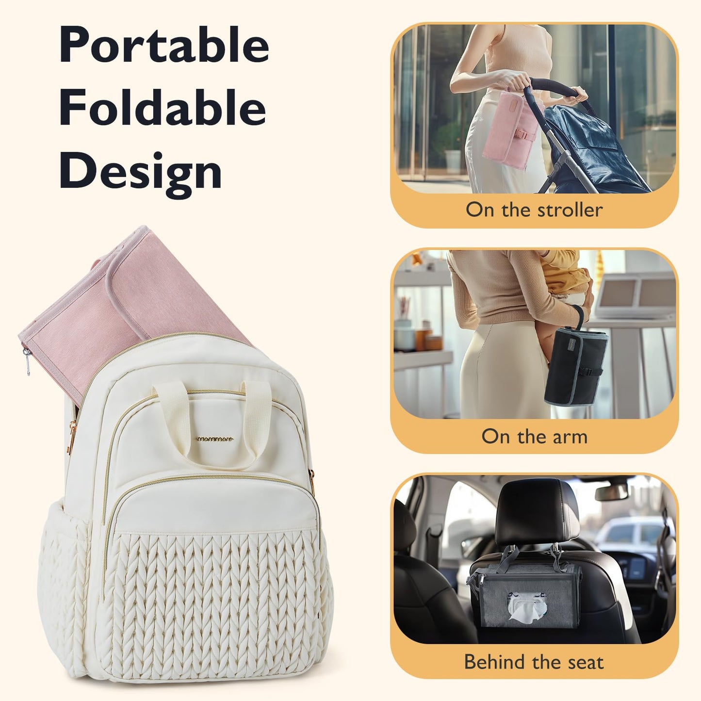 Mommore Portable Changing Pad For Newborn Expandable Diaper Changing Pad With Wipes Pockets Water Resistance Baby Changing Pad F