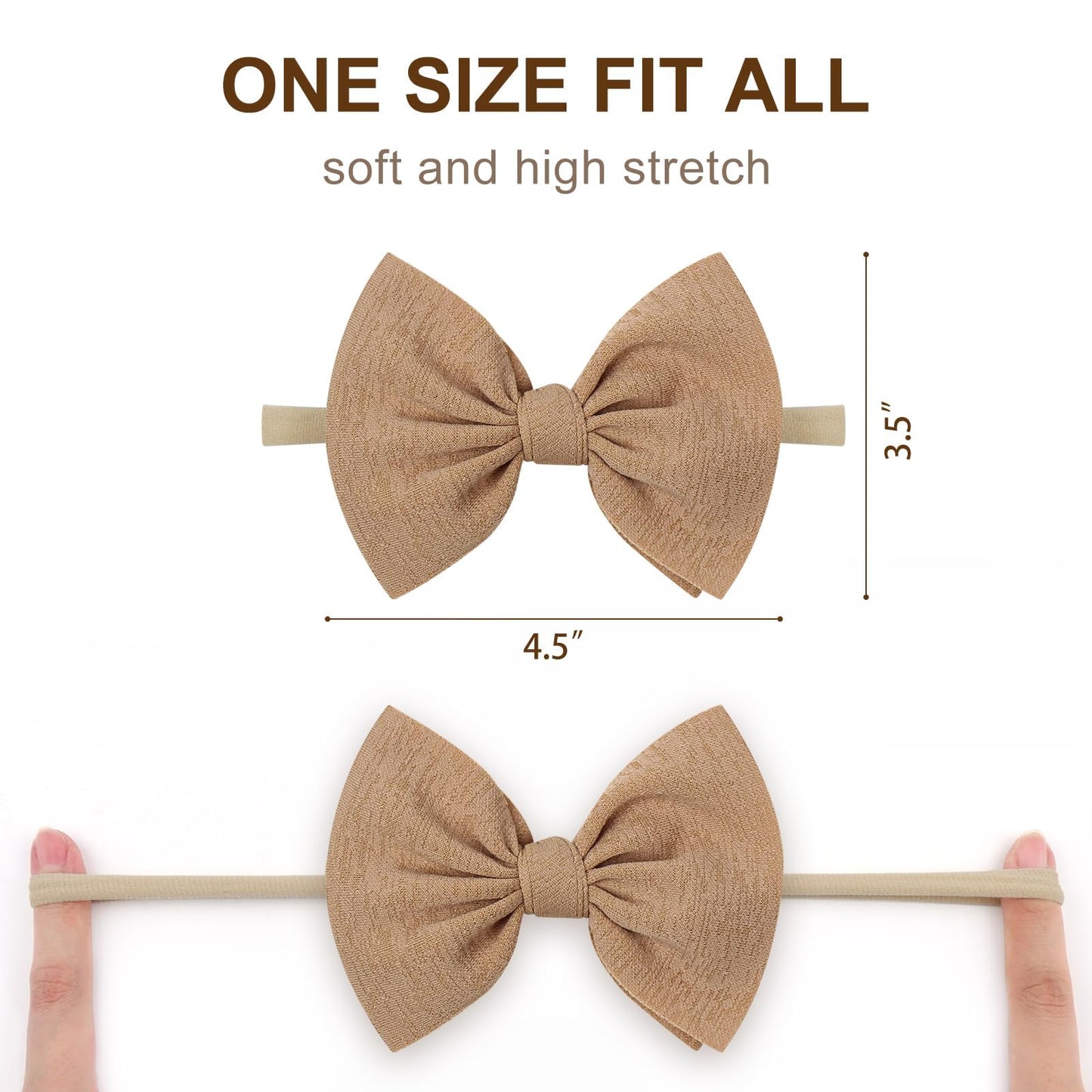 Yanjie Handmade Elastic Hairband, Nylon Hair Bows For Girls Infant Toddlers Kids, 9 Pcs One Size Fits All Hair Accessories For N