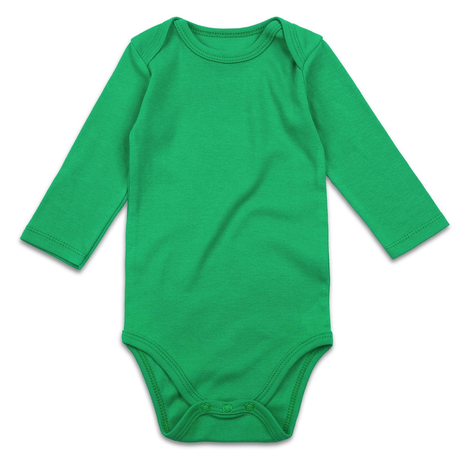 Romperinbox Unisex Solid Baby Bodysuit 0-24 Months (Green Long Sleeve, 0-3 Months)