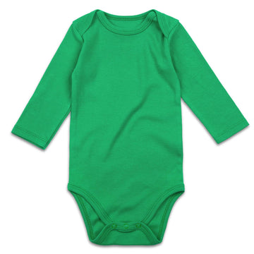 Romperinbox Unisex Solid Baby Bodysuit 0-24 Months (Green Long Sleeve, 9-12 Months)