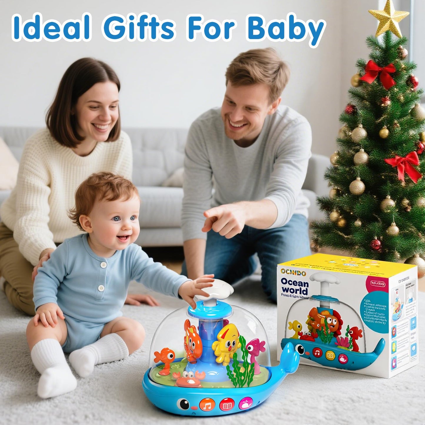 Baby Toys 6-12 Months, Press & Glow & Spin Infant Toys, Cause and Effect Baby Musical Toys Educational Toy for 1 Year Old, 1st B