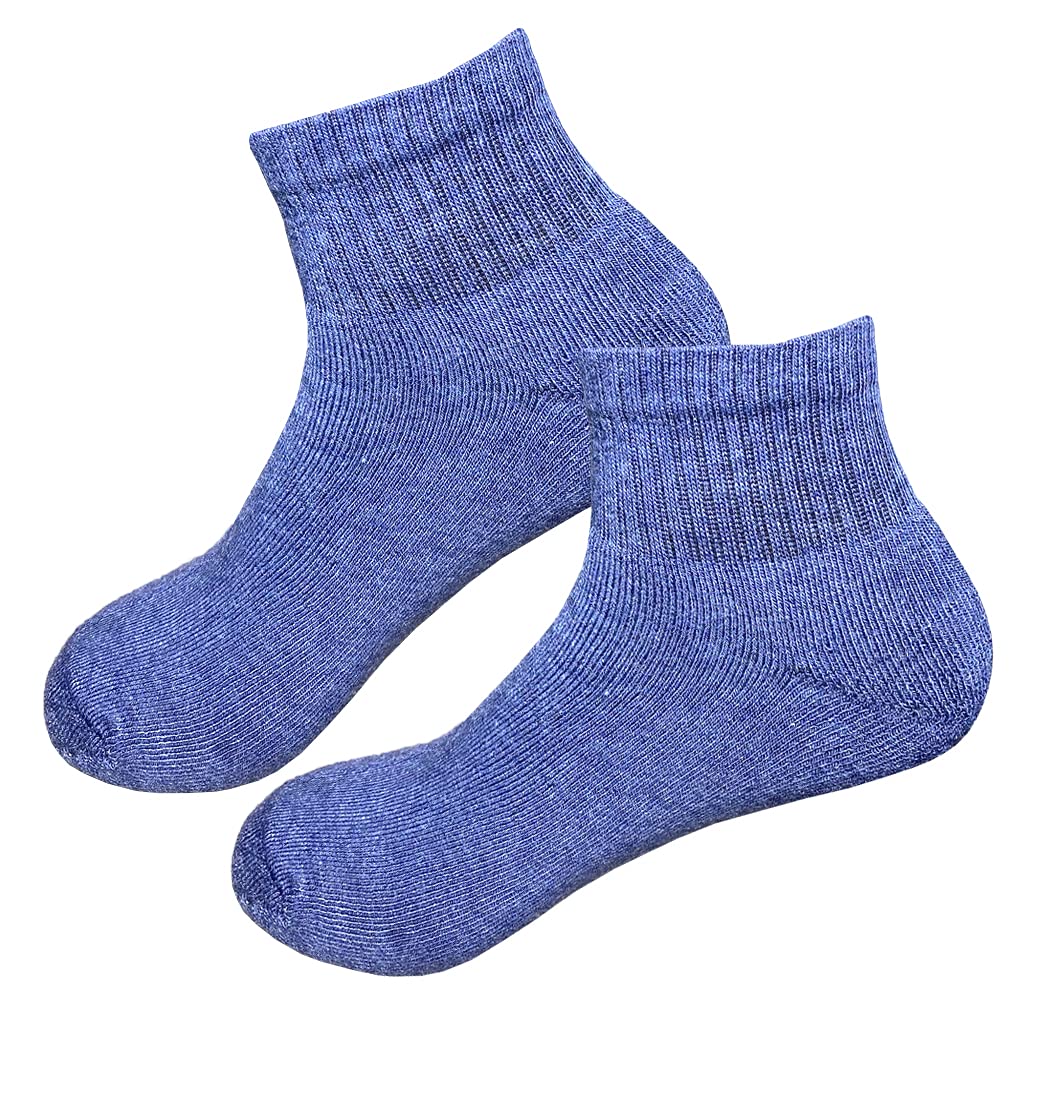 Glowic Sport Ankle MenS Heavy Duty Cotton Quarter Length Athletic Socks, Free Size, Pack Of 3 (Free Size)(Denim Blue)