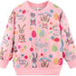 Akyzic Easter Bunny Sweatshirts For Girls Long Sleeve Crewneck Eggs Outfits Toddler Spring Clothes Kids Easter Rabbit Sweater 7T
