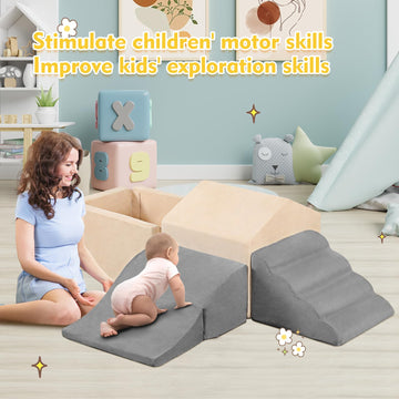 Loaol Foam Climbing Toys For Toddlers, 6Pcs Climb And Crawl Activity Playset, Soft Foam Climbing Blocks Indoor, Toddler Play Cli
