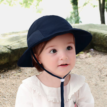 Simplikids Boys Infant Swimming Hat Baby Hat Sun Baby Boys Sun Hat Upf 50+ Sun Protection Wide Brim Bucket Hat Navy 0-12 Months