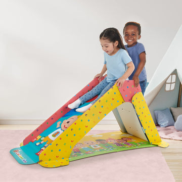Pop2Play Cocomelon Indoor Playground for Toddlers - StrongFold Technology Cardboard Toddler Slide by WowWee, Multicolor