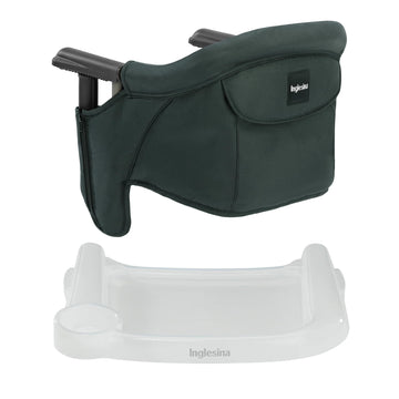 Inglesina Fast Table Chair - Dark Green + Fast Dining Tray - Portable High Chair For Baby & Toddlers, 6-36 Months - Fits Tables