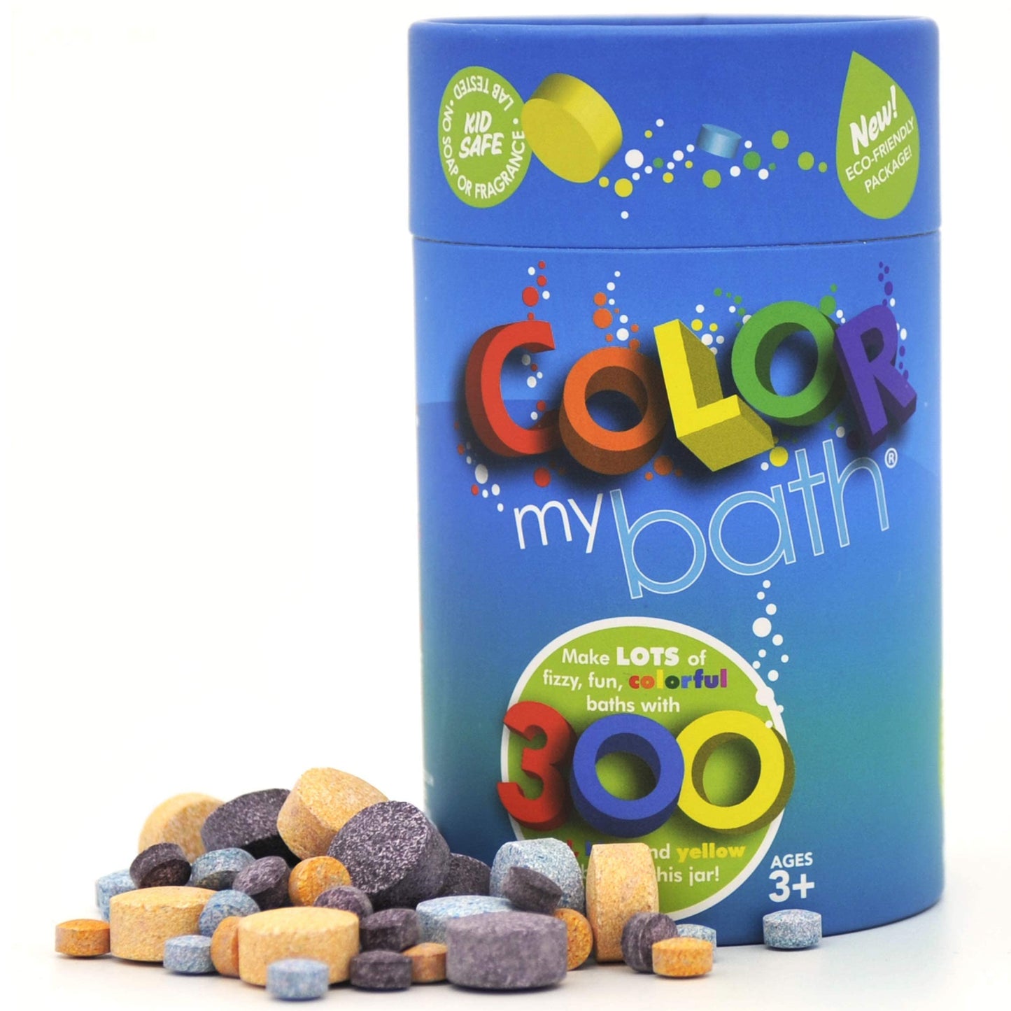 Color My Bath - 300 Count - New Eco-Friendly Container - The Original Fizzy Color Changing Tablets - Fun Educational Bathtime Ac