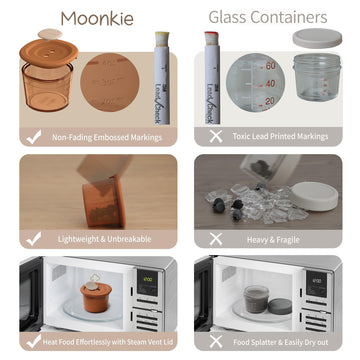 Moonkie Silicone Baby Food Containers | 4 Oz Baby Food Storage Jars With Airtight Lids | Reusable Baby Food Jars, Freezer,Microw