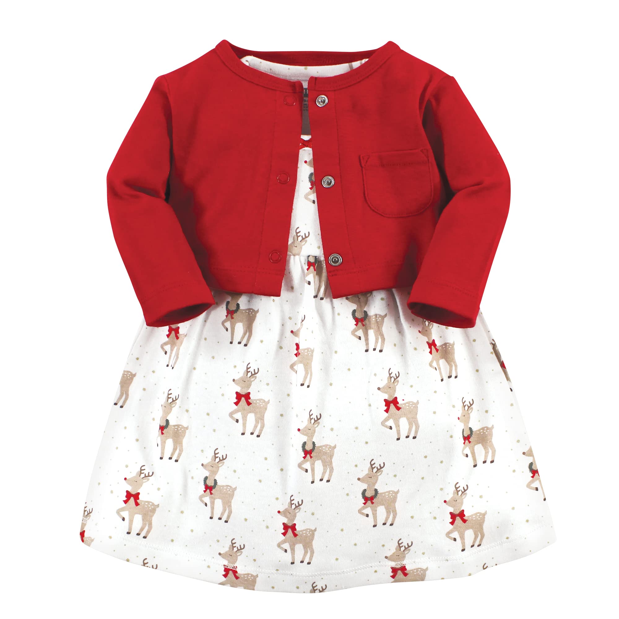 Hudson Baby Baby Girls' Cotton Dress And Cardigan Set, Fancy Rudolph, – Cutebaby WBBAPB0BFG5VSMK