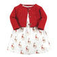 Hudson Baby Baby Girls' Cotton Dress And Cardigan Set, Fancy Rudolph, 5T