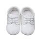 Baby Boys All White Genuine Leather Saddle Oxford Crib Shoe With Perforations - 1